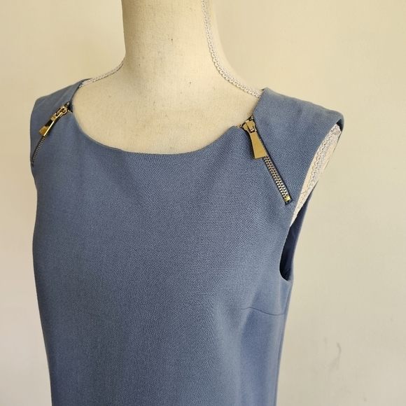 Liu Jo Jeans Blue Zipper Zip Ruffle Dress - Picture 3 of 13